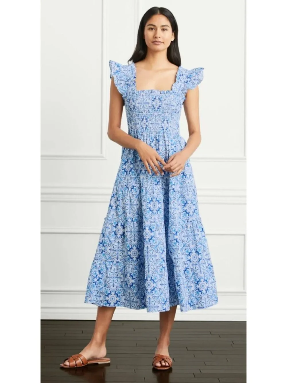 blue and white nap dress Hill House Home The Ellie Nap Dress | Blue Botanical | XL | Adult | Women's